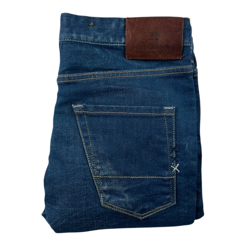 Scotch & Soda Phaidon Skinny Jeans Mens 30x34 Blue Button Fly Amsterdams Blauw